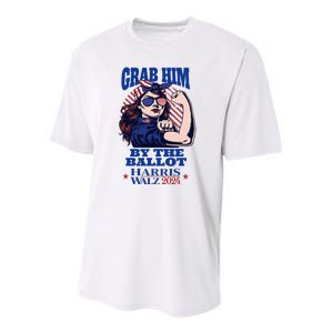 Grab Him By The Ballot Funny Rosie The Riveter Harris Walz Youth Performance Sprint T-Shirt