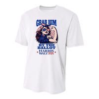 Grab Him By The Ballot Funny Rosie The Riveter Harris Walz Youth Performance Sprint T-Shirt