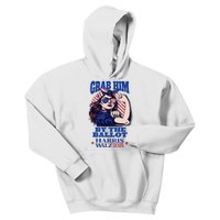 Grab Him By The Ballot Funny Rosie The Riveter Harris Walz Kids Hoodie