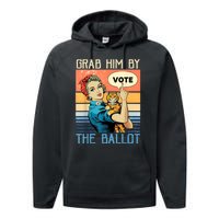 Grab Him By The Ballot Funny Election Vote Performance Fleece Hoodie