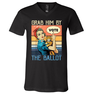 Grab Him By The Ballot Funny Election Vote V-Neck T-Shirt