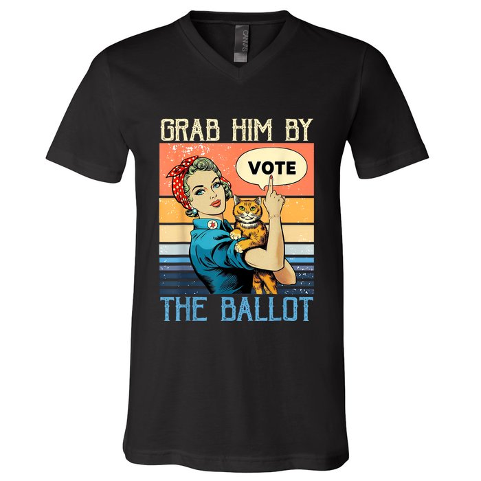 Grab Him By The Ballot Funny Election Vote V-Neck T-Shirt