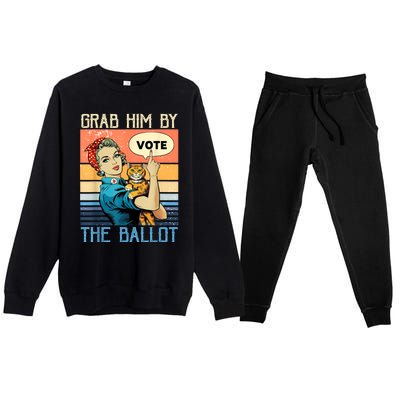 Grab Him By The Ballot Funny Election Vote Premium Crewneck Sweatsuit Set