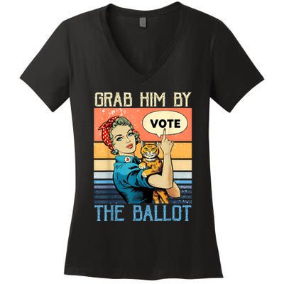Grab Him By The Ballot Funny Election Vote Women's V-Neck T-Shirt