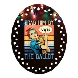 Grab Him By The Ballot Funny Election Vote Ceramic Oval Ornament