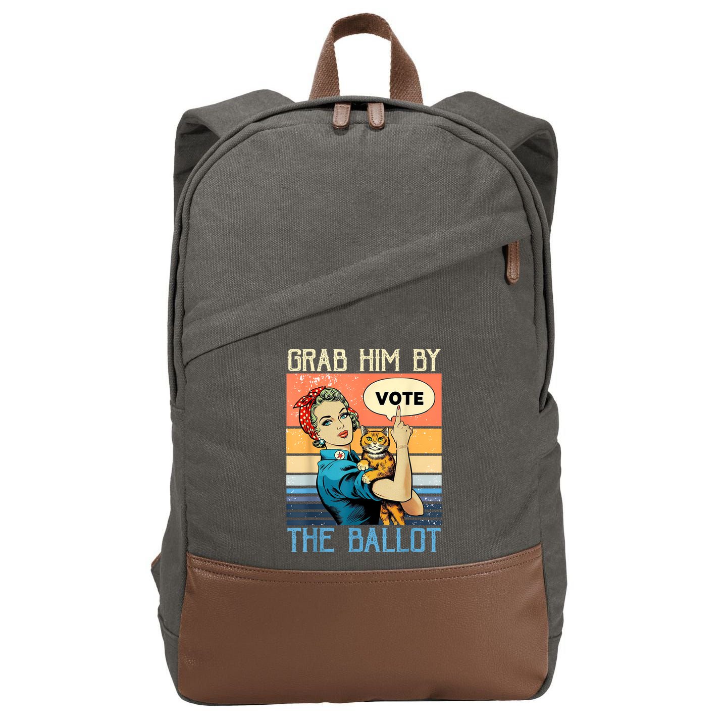 Grab Him By The Ballot Funny Election Vote Cotton Canvas Backpack