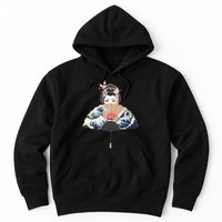 Geisha Hiding Behind Fan Wave Retro Japanese Art Graphic Hoodie