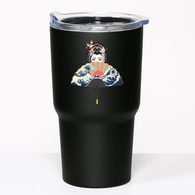 Geisha Hiding Behind Fan Wave Retro Japanese Art Graphic Tumbler