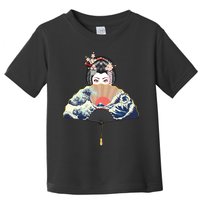 Geisha Hiding Behind Fan Wave Retro Japanese Art Graphic Toddler T-Shirt