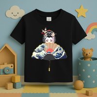 Geisha Hiding Behind Fan Wave Retro Japanese Art Graphic Toddler T-Shirt