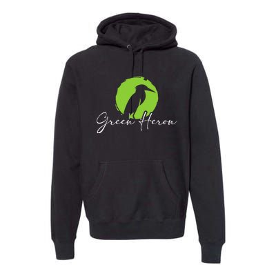 Green Heron Bird Watching Birder Bird Watcher Premium Hoodie