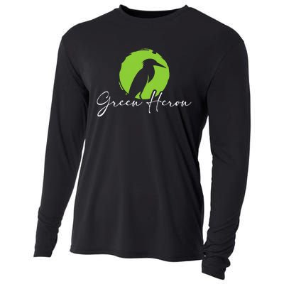 Green Heron Bird Watching Birder Bird Watcher Cooling Performance Long Sleeve Crew