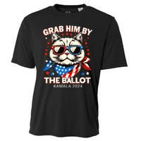 Grab Him By The Ballot Kamala 2024 Cat Lady Usa Flag Design Cooling Performance Crew T-Shirt