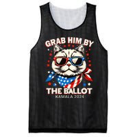 Grab Him By The Ballot Kamala 2024 Cat Lady Usa Flag Design Mesh Reversible Basketball Jersey Tank