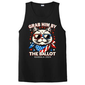 Grab Him By The Ballot Kamala 2024 Cat Lady Usa Flag Design PosiCharge Competitor Tank