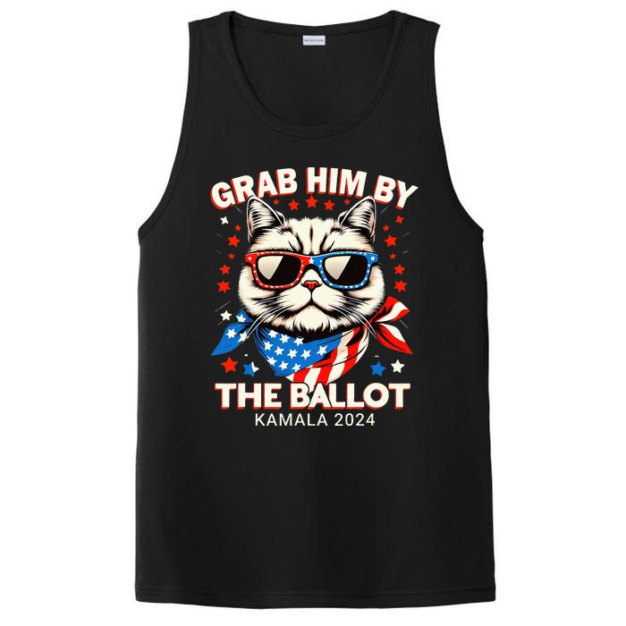 Grab Him By The Ballot Kamala 2024 Cat Lady Usa Flag Design PosiCharge Competitor Tank