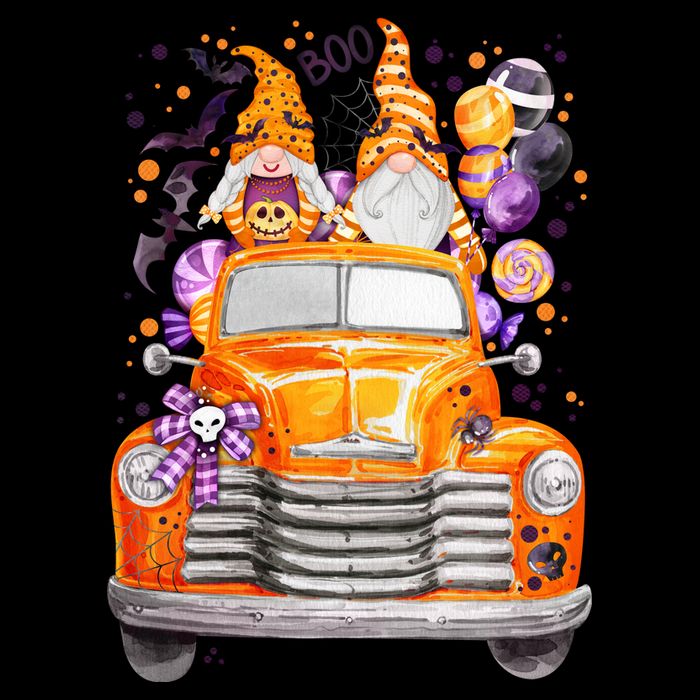 Gnome Halloween Boo Truck Drawstring Bag