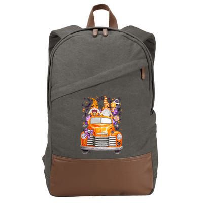 Gnome Halloween Boo Truck Cotton Canvas Backpack