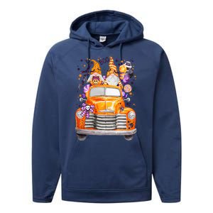 Gnome Halloween Boo Truck Performance Fleece Hoodie