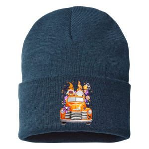 Gnome Halloween Boo Truck Sustainable Knit Beanie