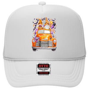 Gnome Halloween Boo Truck High Crown Mesh Back Trucker Hat