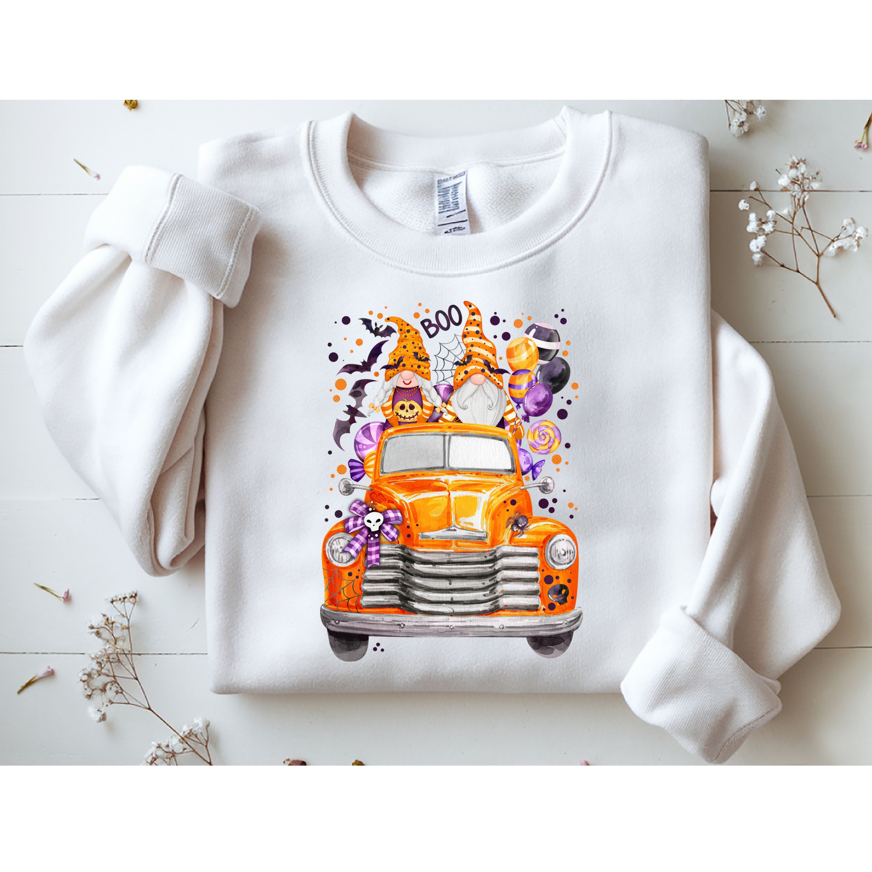 Gnome Halloween Boo Truck Sweatshirt
