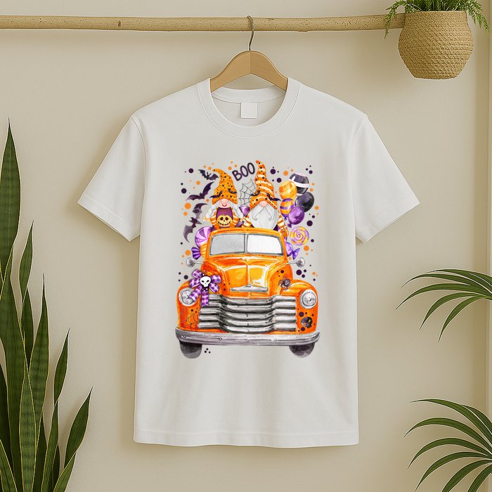 Gnome Halloween Boo Truck T-Shirt