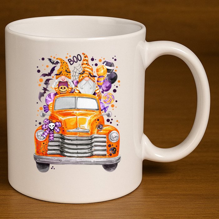 Gnome Halloween Boo Truck 11oz C Handle Ceramic Mug