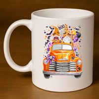 Gnome Halloween Boo Truck 11oz C Handle Ceramic Mug