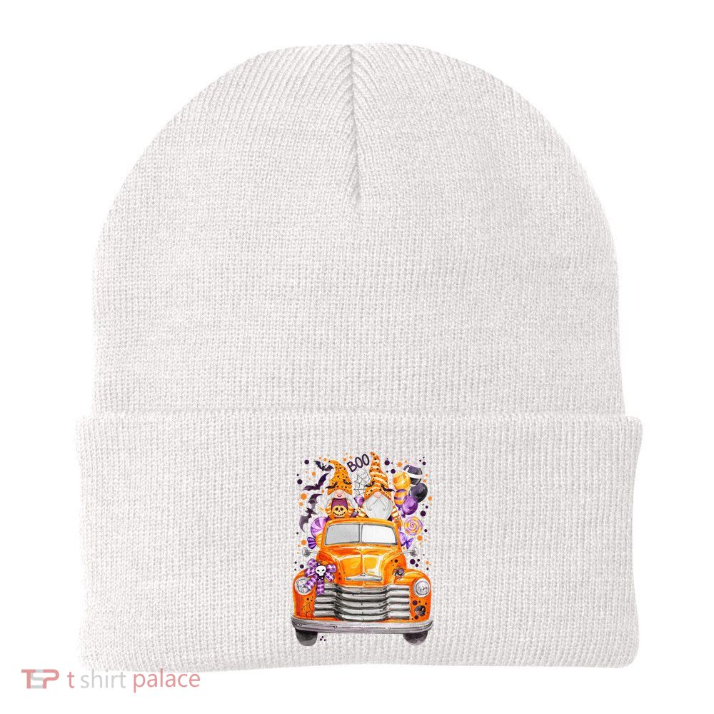 Gnome Halloween Boo Truck Knit Cap Winter Beanie