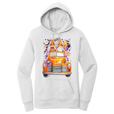 Gnome Halloween Boo Truck Women's Pullover Hoodie