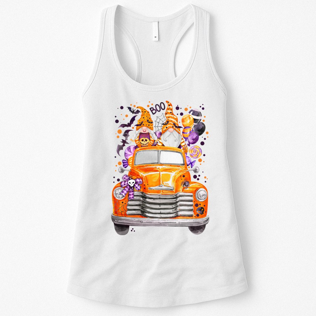Gnome Halloween Boo Truck Womens Tank Top