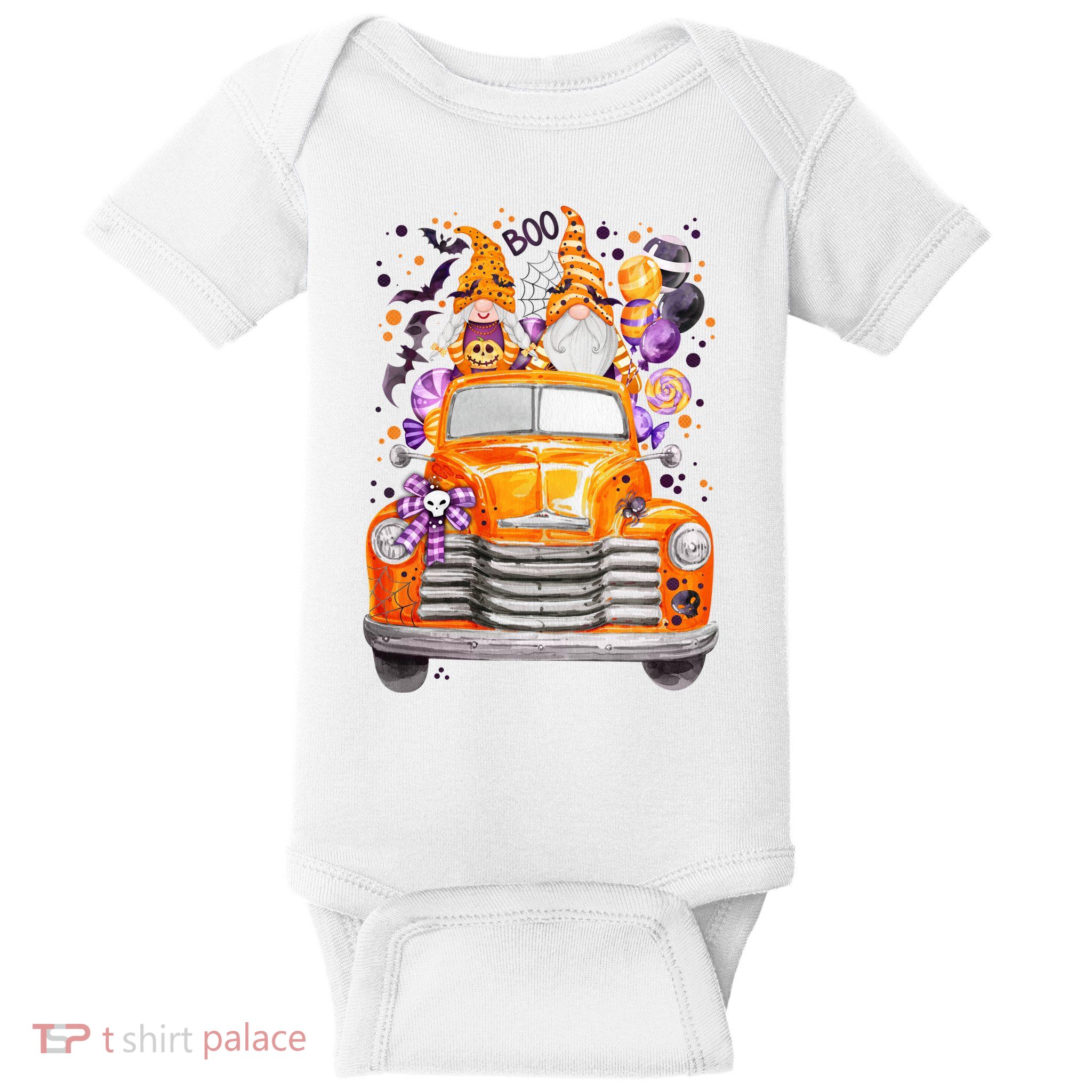 Gnome Halloween Boo Truck Baby Bodysuit