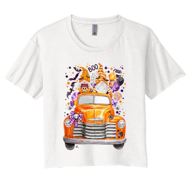 Gnome Halloween Boo Truck Crop Top
