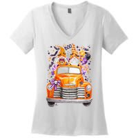 Gnome Halloween Boo Truck Women's V-Neck T-Shirt