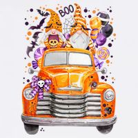 Gnome Halloween Boo Truck Women's V-Neck T-Shirt