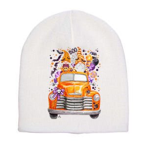 Gnome Halloween Boo Truck Short Acrylic Beanie