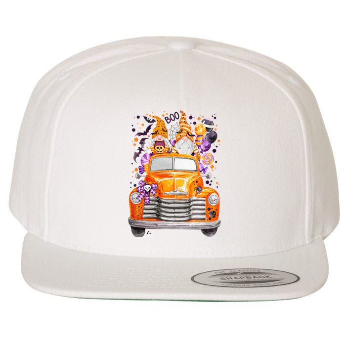 Gnome Halloween Boo Truck Wool Snapback Cap