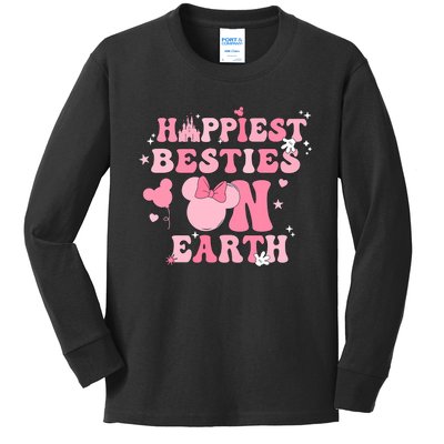 Groovy Happiest Besties On Earth Kids Long Sleeve Shirt