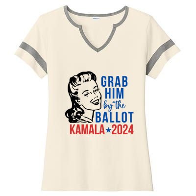 Grab Him By The Ballot Kamala Harris 2024 Ladies Halftime Notch Neck Tee