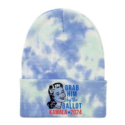 Grab Him By The Ballot Kamala Harris 2024 Tie Dye 12in Knit Beanie