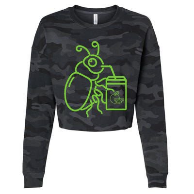 Green Halloween Beetle Drink Juice Cropped Pullover Crew