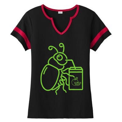 Green Halloween Beetle Drink Juice Ladies Halftime Notch Neck Tee