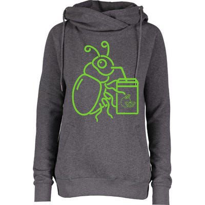 Green Halloween Beetle Drink Juice Womens Funnel Neck Pullover Hood