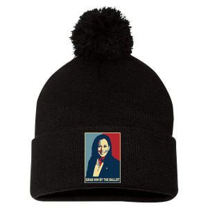 Grab Him By The Ballot 2024 Kamala Harris For President 47th Pom Pom 12in Knit Beanie