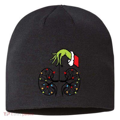 Grinchmas Hand Christmas Nurse Lung Health Care Sustainable Beanie