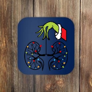 Grinchmas Hand Christmas Nurse Lung Health Care Coaster