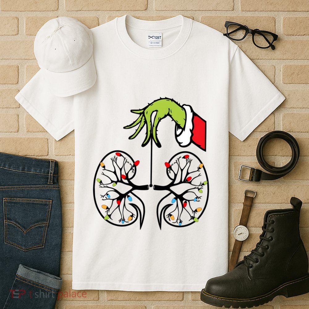 Grinchmas Hand Christmas Nurse Lung Health Care Tall T-Shirt