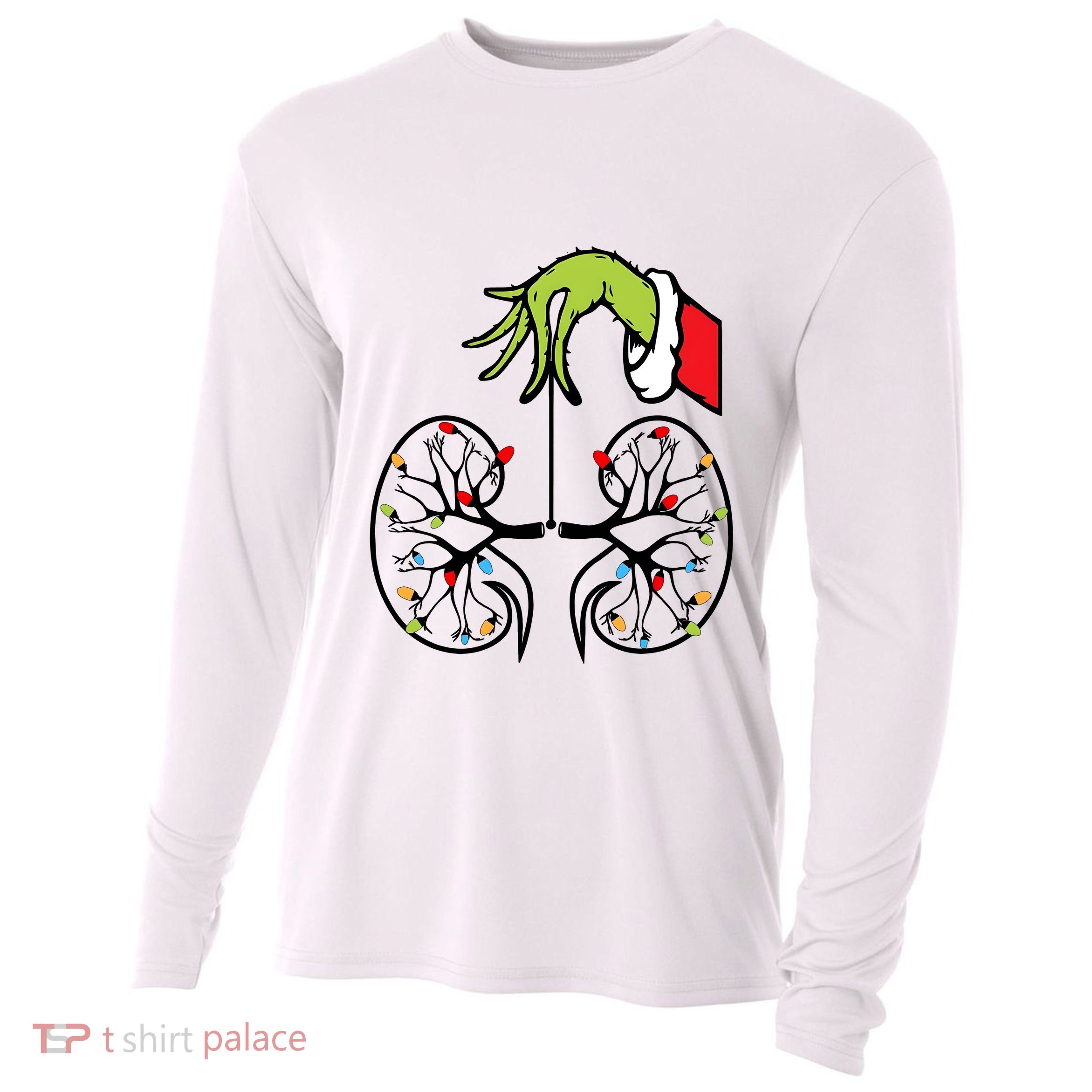 Grinchmas Hand Christmas Nurse Lung Health Care Cooling Performance Long Sleeve Crew