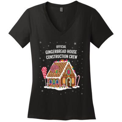 Gingerbread House Construction Crew Cookie Baking Christmas Women's V-Neck T-Shirt